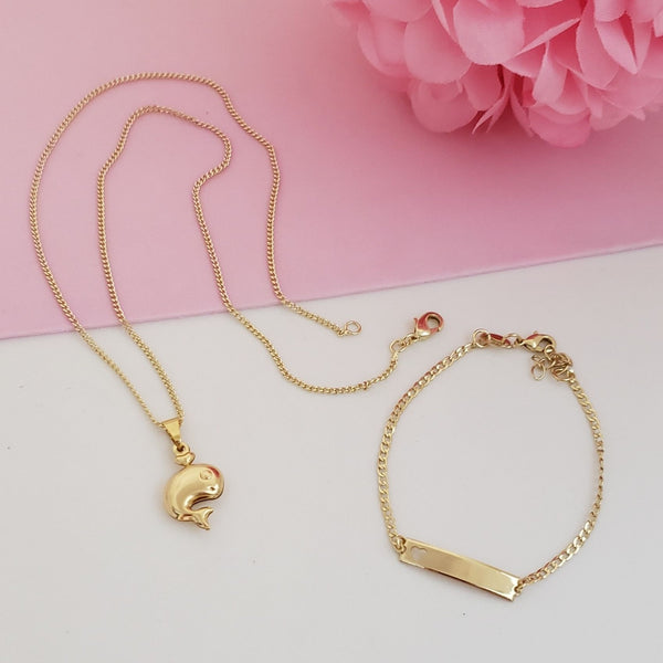 Conjunto De Niños De Tejido Cubana + Dije De Unicornio + Pulsera Con Placa. (Cadena De 40cm-2mm De Grosor, Pulsera De 15cm-2mm De Grosor)