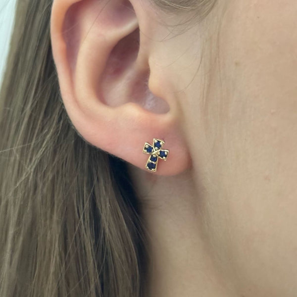 Topos De Dama Con Diseño De Cruz De Piedras Azules