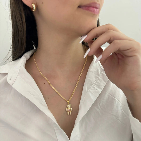 Cadena Tejido Cubana Barbado De 50cm-2mm De Grosor + Dije De Oso