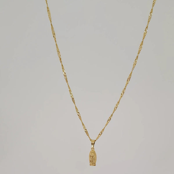 Cadena De Dama De Tejido Singapur de 50-1mm de Grosor + Dije de La Virgen de Guadalupe + Envío Gratis