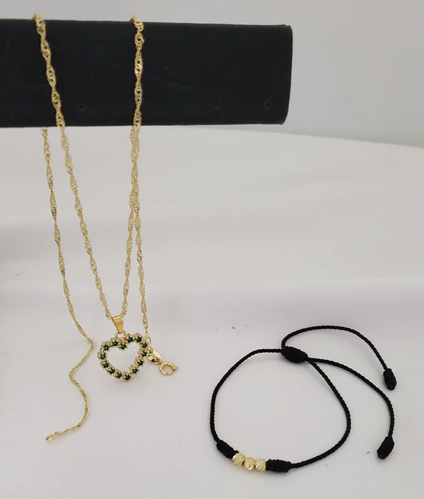 Cadena De Dama De Tejido Singapur de 50-1mm de Grosor + Dije de Corazón + Manilla de Obsequio + Envío Gratis