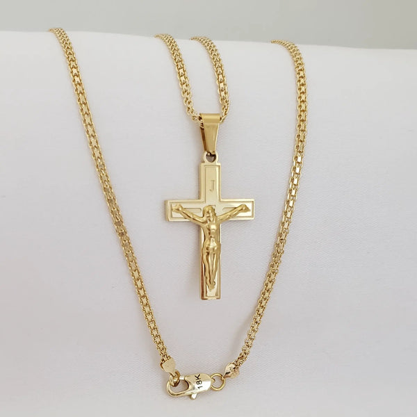 Cadena Tejido Chino de 50-3mm de Grosor + Dije de Crucifijo