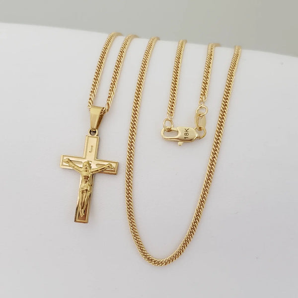 Cadena Tejido Cubana Continua de 60-3mm de Grosor + Dije de Crucifijo