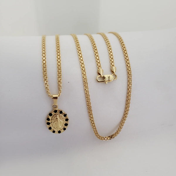 Cadena Tejido Chino de 50-3mm de Grosor + Dije De La Virgen Milagrosa