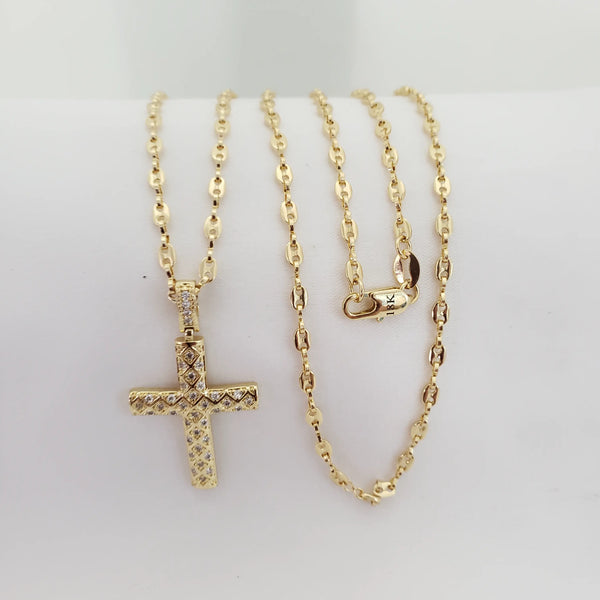 Cadena Tejido Gucci de 60-4mm de Grosor + Dije De Cruz Cristal