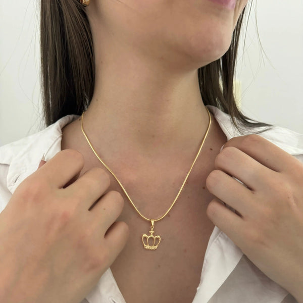 Cadena de Dama De Tejido Cola De Ratón de 50cm-1mm De Grosor + Dije De Corona