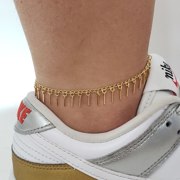 TOBILLERA DE TEJIDO AROS CON COLGANTES DE LLAVE