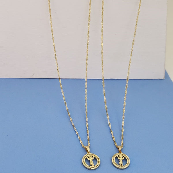 Cadenas De Parejas De Tejido Singapur + Dijes Del Divino Niño. (Cadena De Dama De 40cm-1mm De Grosor, Cadena De Caballero De 50cm-1mm De Grosor)