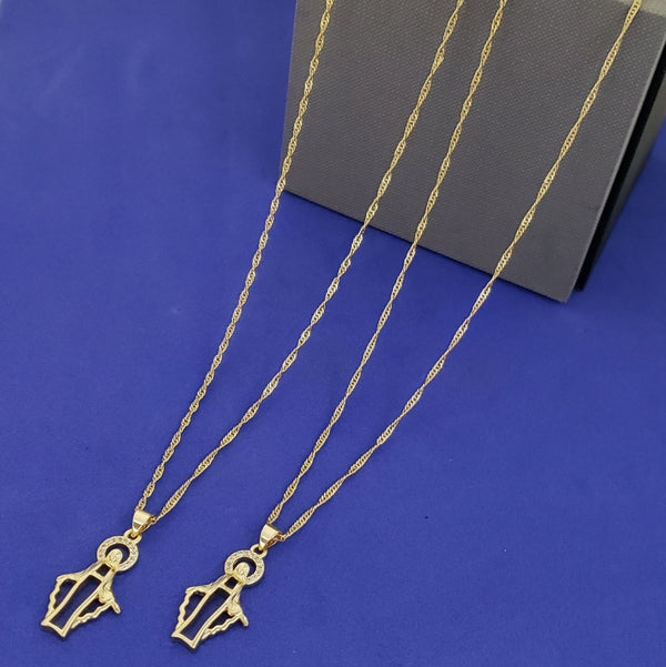 Cadenas De Parejas De Tejido Singapur + Dijes De La Virgen Milagrosa. (Cadena De Dama De 40cm-1mm De Grosor, Cadena De Caballero De 50cm-1mm De Grosor)