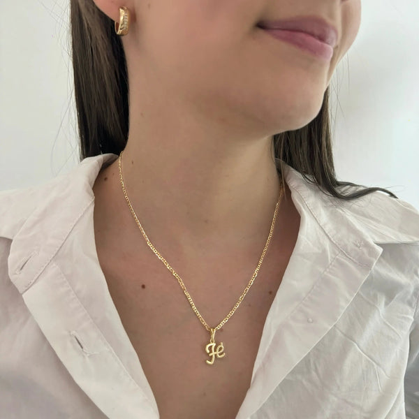 Cadena De Dama De Tejido Escalera de 50cm-2mm De Grosor + Dije de 'FE