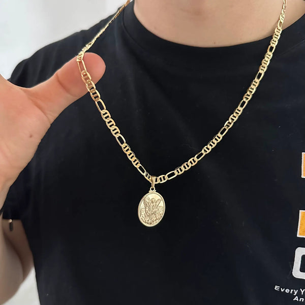 Cadena Tejido Cartier de 60-4mm De Grosor + Dije de San Miguel Arcángel