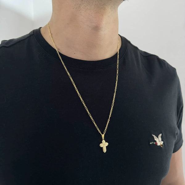 Cadena Tejido Aros de 60-2mm De Grosor + Dije de Cruz