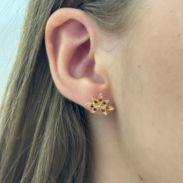 Topos De Dama Con Diseño De Hoja Con Cristales Rojos