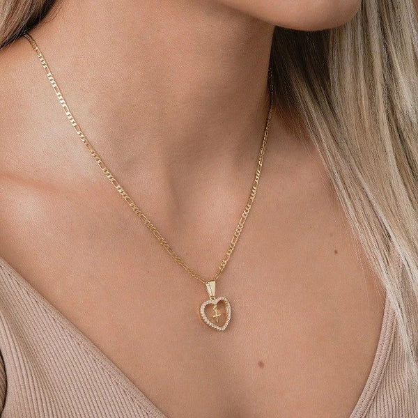 Cadena De Dama De Tejido Cartier de 50cm-2mm DE Grosor + Dije de Corazón Cristal