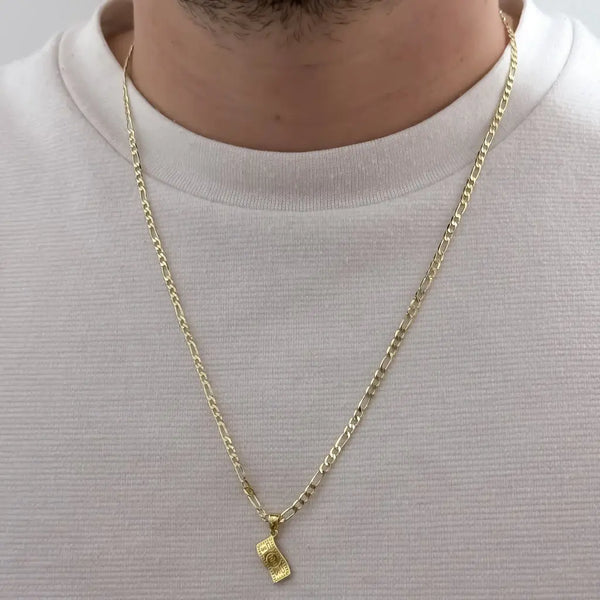 Cadena De Caballero De Tejido Cartier De 60cm-3mm De Grosor Con Dije De Dolar