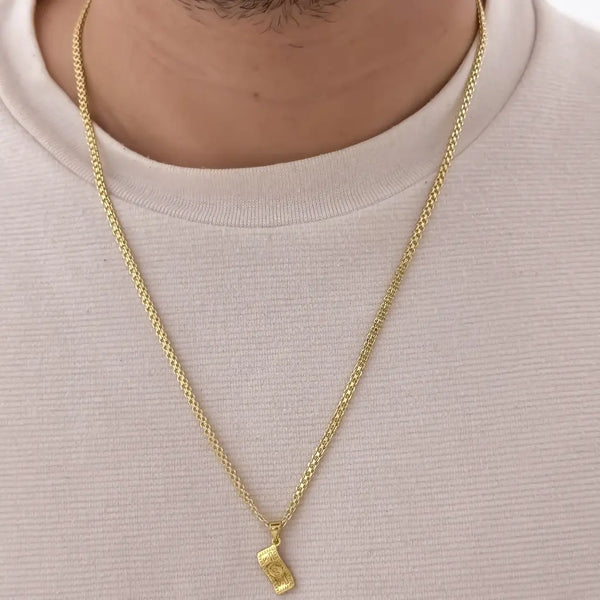 Cadena De Caballero De Tejido Chino De 60cm-3mm De Grosor Con Dije De Dólar