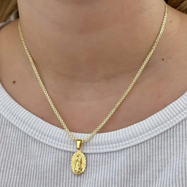 Cadena De Dama De Tejido Chino De 50cm-3mm De Grosor Con Dije De La Virgen De Guadalupe