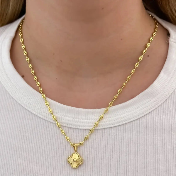 Cadena De Dama De Tejido Gucci De 50cm-3mm De Grosor Con Dije De Trébol