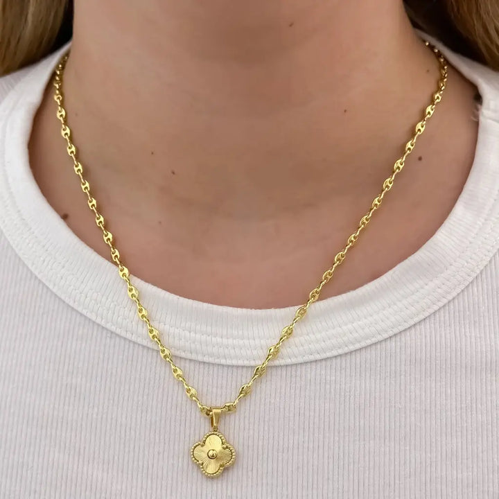 Cadena De Dama De Tejido Gucci De 50cm-3mm De Grosor Con Dije De Trébol