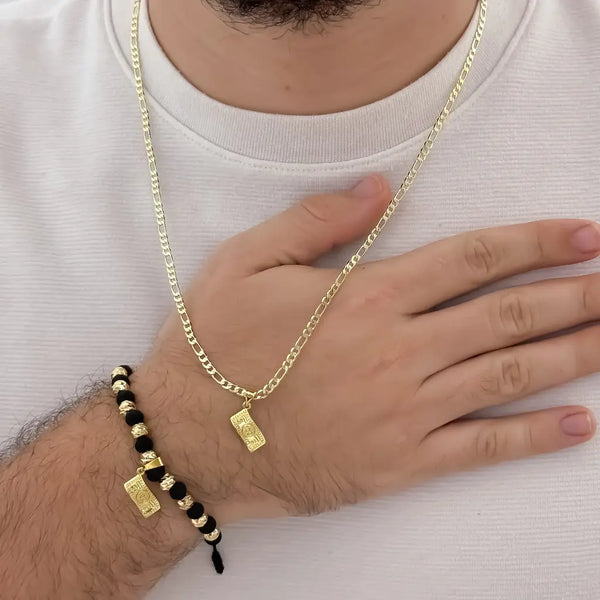 Conjunto De Caballero Con Cadena De Tejido Cartier, Dije De Dólar Y Manilla Con Dije De Dólar