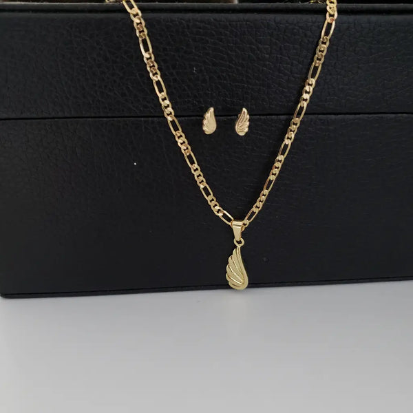 Conjunto De Dama Con Cadena De Tejido Cartier De 50cm-2mm De Grosor Con Dije De Ala Y Topos De Alas + Envío Gratis