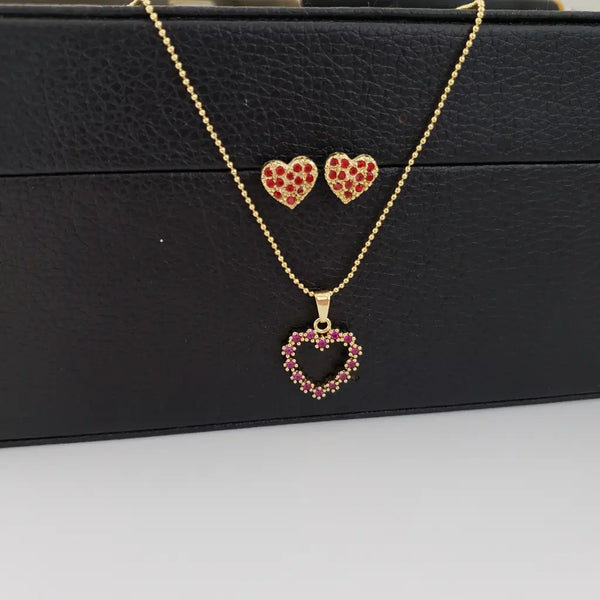 Conjunto De Dama De Cadena De Tejido Militar De 50cm-1mm De Grosor Con Dije De Corazón Y Topos De Corazones + Envío Gratis
