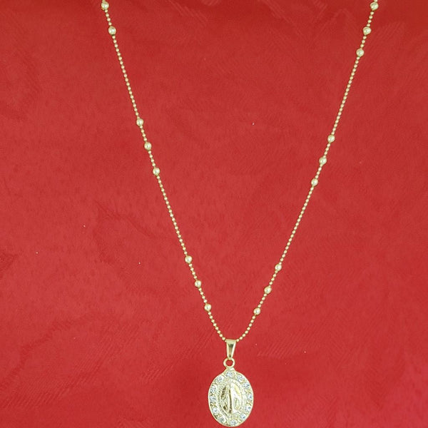 Cadena De Dama de Tejido Militar Con Balines de 50cm-2mm De Grosor + Dije de La Virgen De Guadalupe