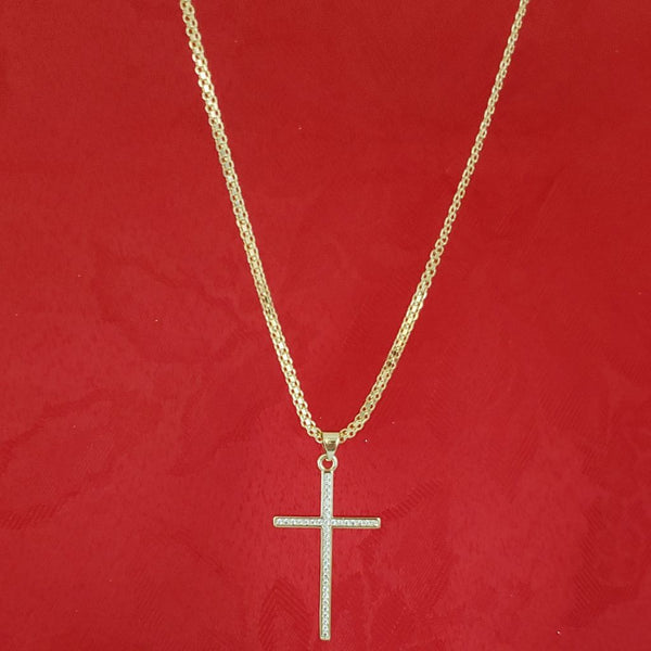 Cadena De Dama De Tejido Chino De 50cm-3mm De Grosor + Dije de Cruz