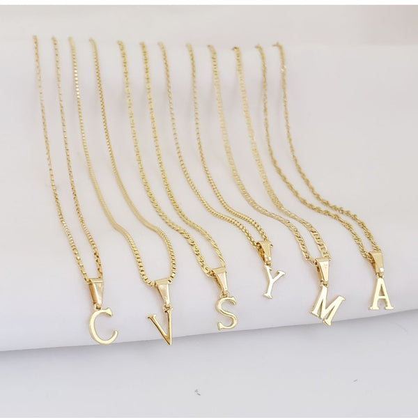 Cadenas De Dama De De 50cm-2mm De Grosor + Dije De Letra Inicial