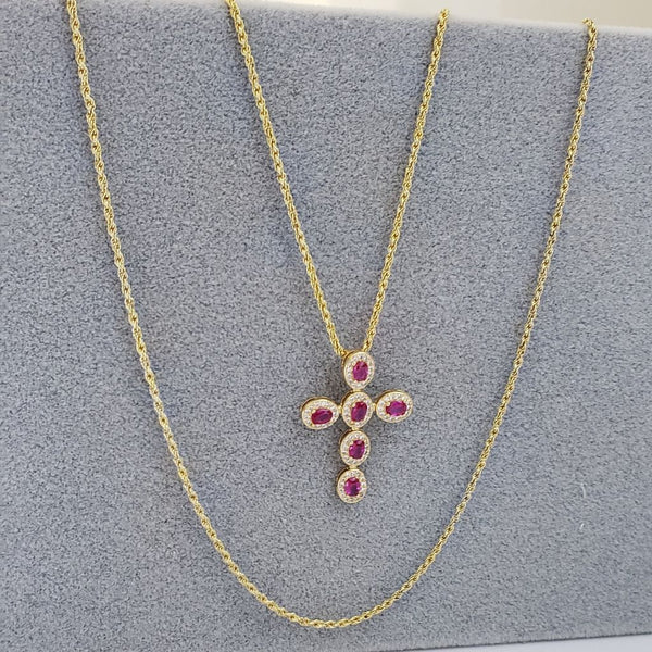 Cadena De Dama Tejido Lazo de 50cm-3mm De Grosor + Dije de Cruz Rosa CDDD-103