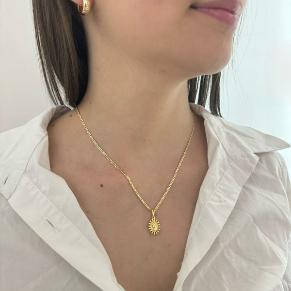 Cadena de Dama De Tejido Escalera de 50cm-1mm De Grosor + Dije de La Virgen Dulce Esperanza