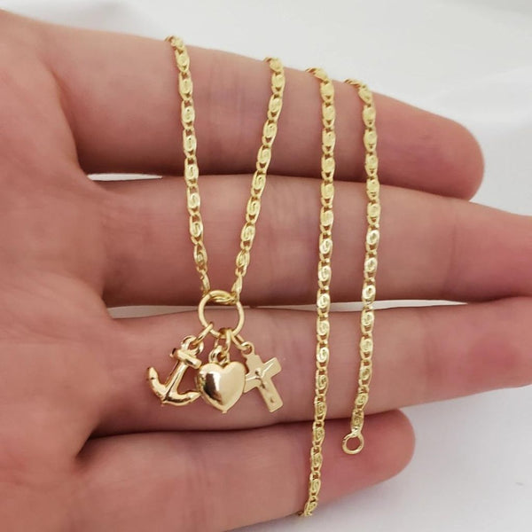 Cadena de Dama De Tejido Caracol de 50cm-1mm De Grosor + Dije de Las Tres Gracias