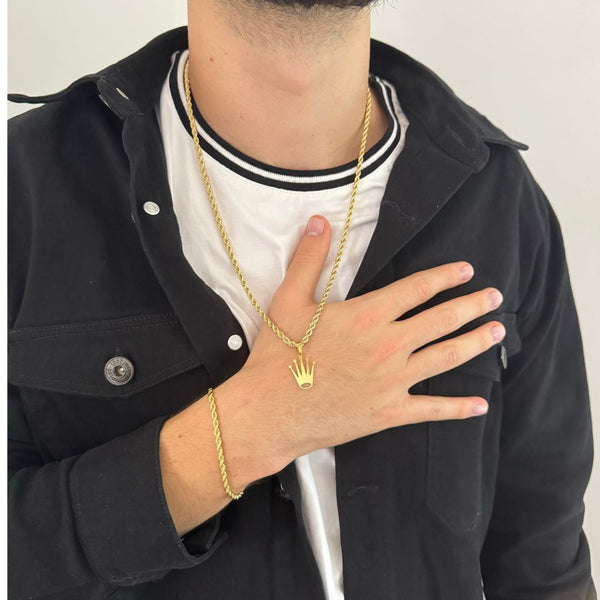 Conjunto Lazo Cadena 60cm-3mm de Grosor + Dije Gratis  Corona Rolex + Envío Gratis