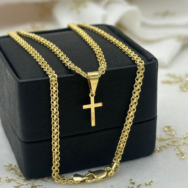 Cadena de Dama De Tejido Chino de 50cm-3mm De Grosor + Dije de Cruz