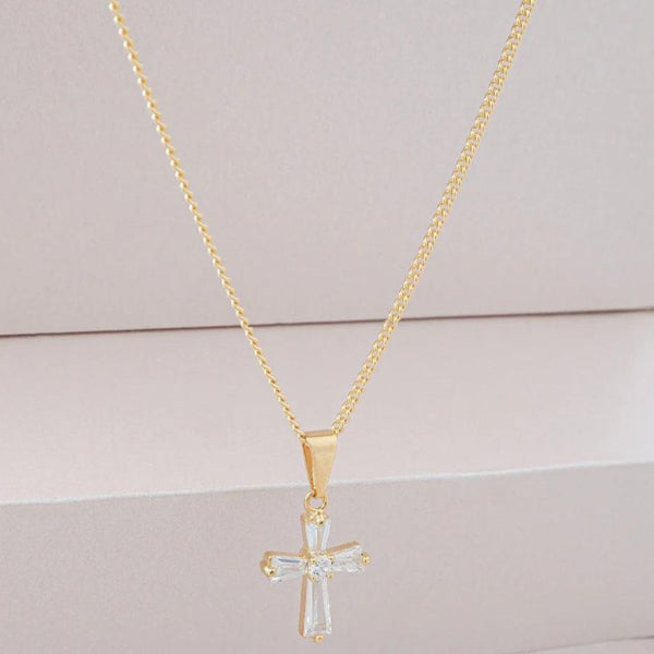 Cadena De Dama De Tejido Cubana de 50cm-2mm De Grosor + Dije De Cruz Cristal