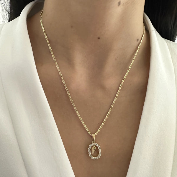 Cadena De Dama De Tejido Caracol de 50cm-2mm De Grosor + Dije de Inicial