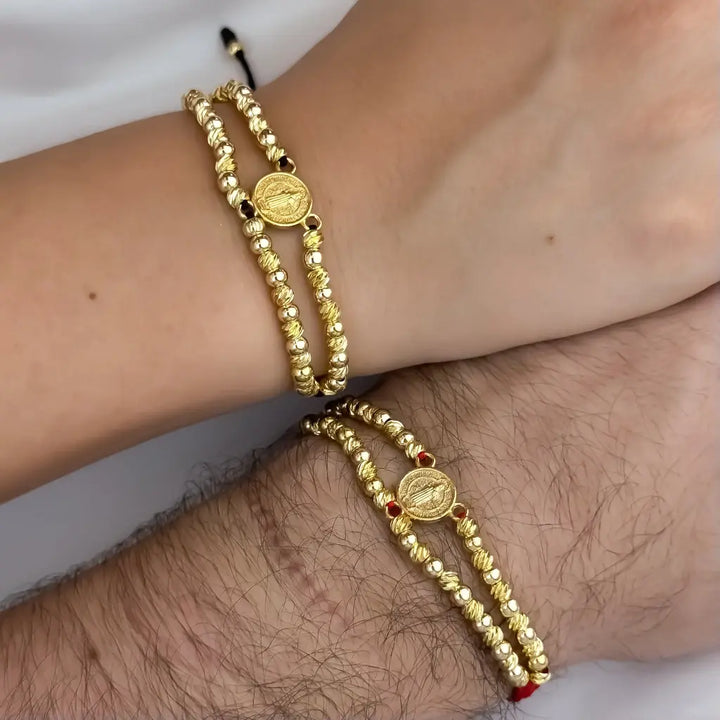 Manillas Para Parejas Con Cruceros De San Benito Y Balines Lisos E Italianos