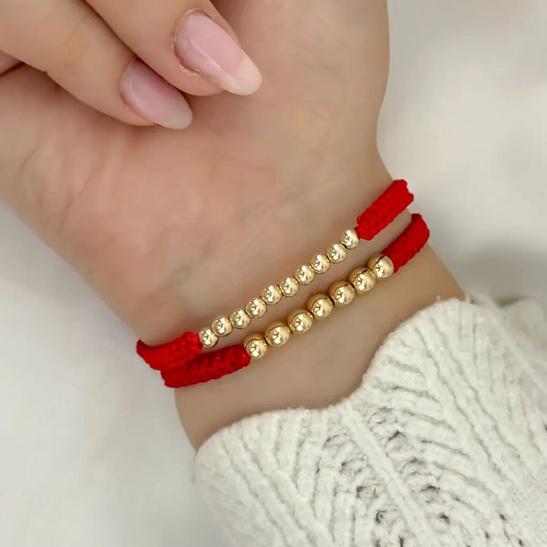 Par De Manillas De Tejido Macramé Con Balines Lisos + Envío Gratis