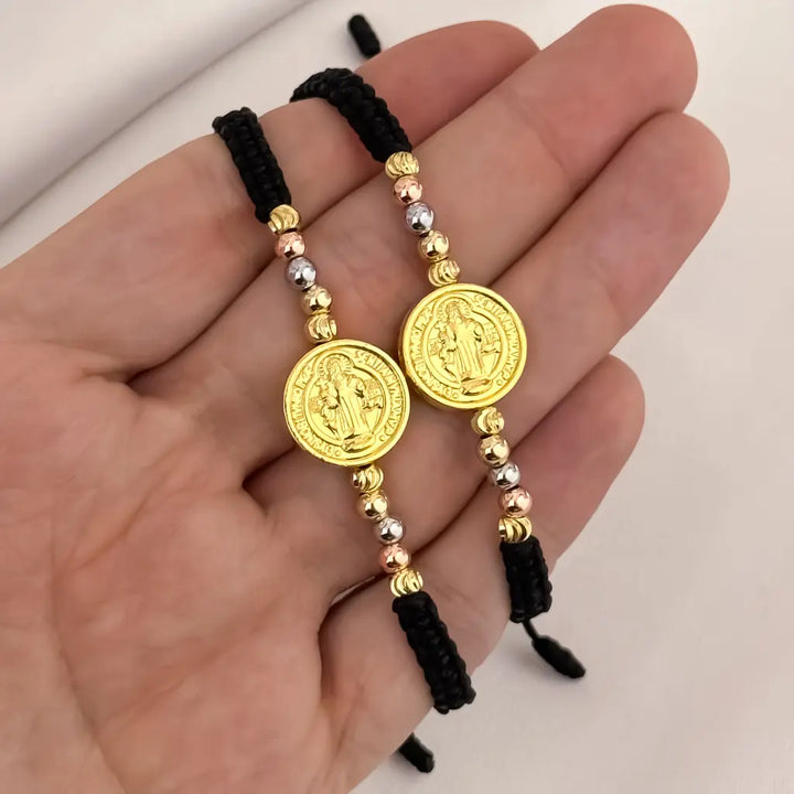 Par De Manillas Negras De San Benitos Con Balines Italianos Y Balines Lisos De Tres Oros Para Para Parejas