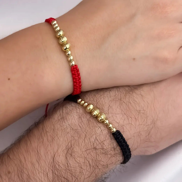 Par De Manillas Roja Y Negra De Balines Italianos Y Lisos Para Parejas