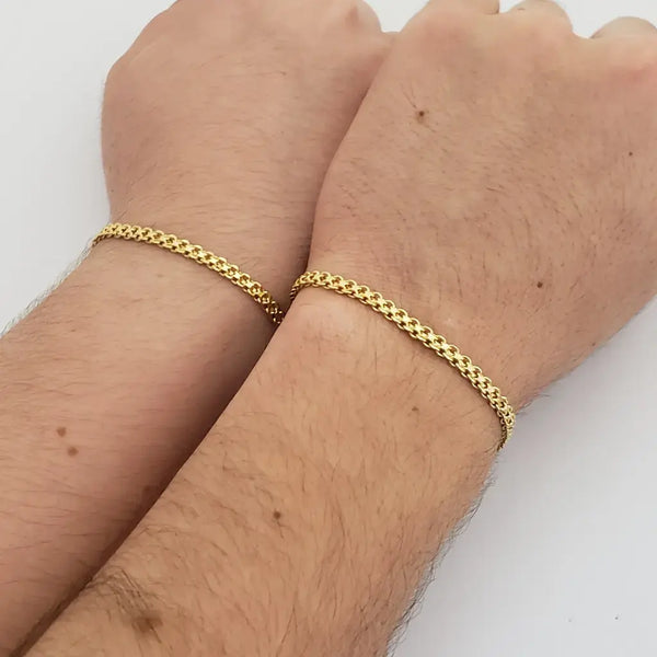 Par De Pulseras Tejido Chino De 3mm De Grosor. (Pulsera De Dama De 19cm, Pulsera De Caballero De 20cm)