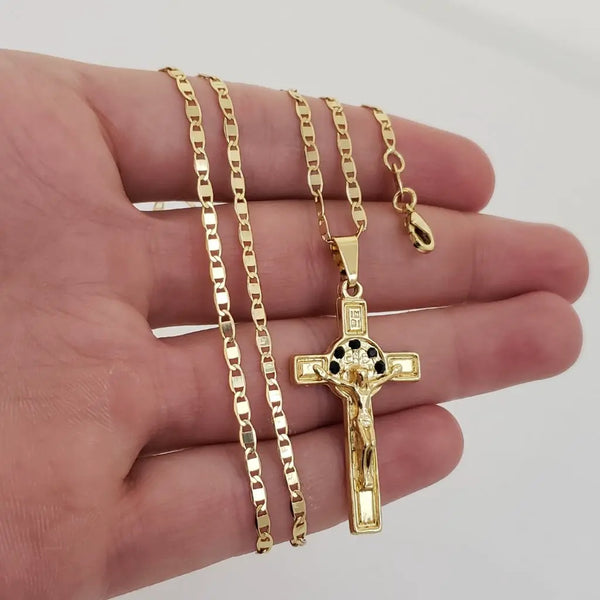 Cadena De Tejido Escalera De 60cm-3mm De Grosor + Dije de Crucifijo