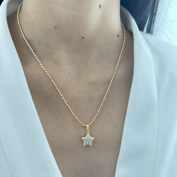 Cadena De Dama De Tejido Militar de 50cm-2mm De Grosor + Dije de Estrella