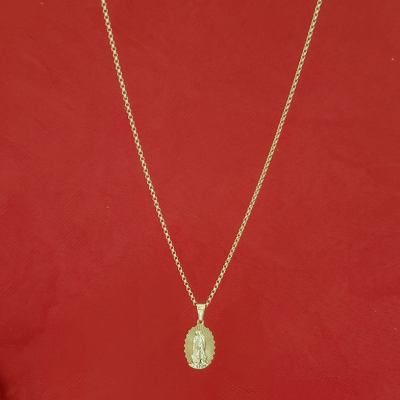Cadena De Dama de Tejido Aros de 50cm-mm De Grosor + Dije De La Virgen De Guadalupe