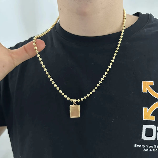 Cadena De Tejido Militar Diamantada de 60-4mm De Grosor + Dije de Placa