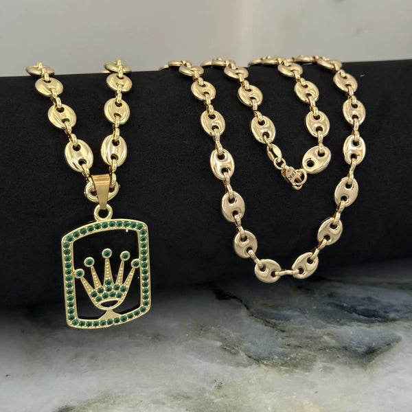 Cadena De Caballero De Tejido Gucci De 60cm-6mm De Grosor + Dije de Rolex + Envío Gratis