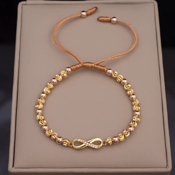 Pulsera Italiana De Dama Con Balines De 4mm y Herraje de Infinito