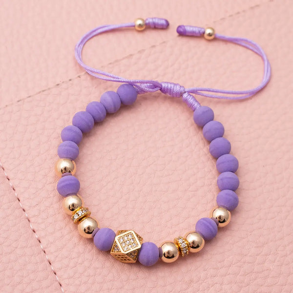 Pulsera De Dama De Neoprenos, Balines y Rondeles de 6mm Y Herraje Hexagonal