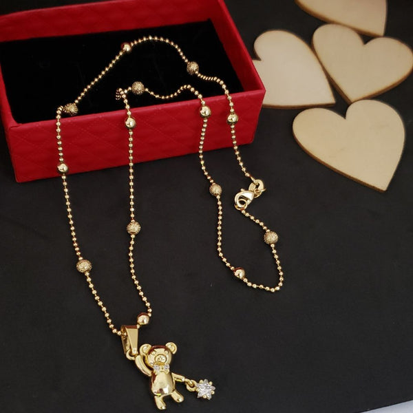 Cadena De Dama De Tejido Militar Con Balines de 50-3mm De Grosor + Dije De Oso