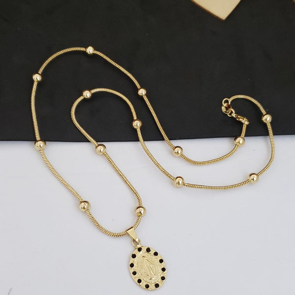 Cadena De Dama de Tejido Serpiente Con Balines de 5mm De Grosor + Dije de La Virgen Milagrosa